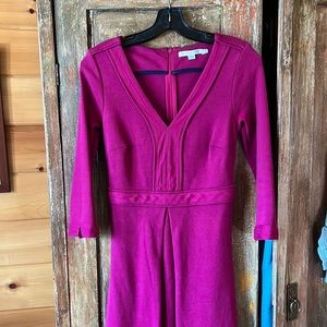 Boden Mercer Mulberry Pink Textured V-Neck Dress Size 2